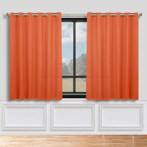 Classic Modern Solid Room Darkening Blackout Curtain Panels, Set of 2 - Rust