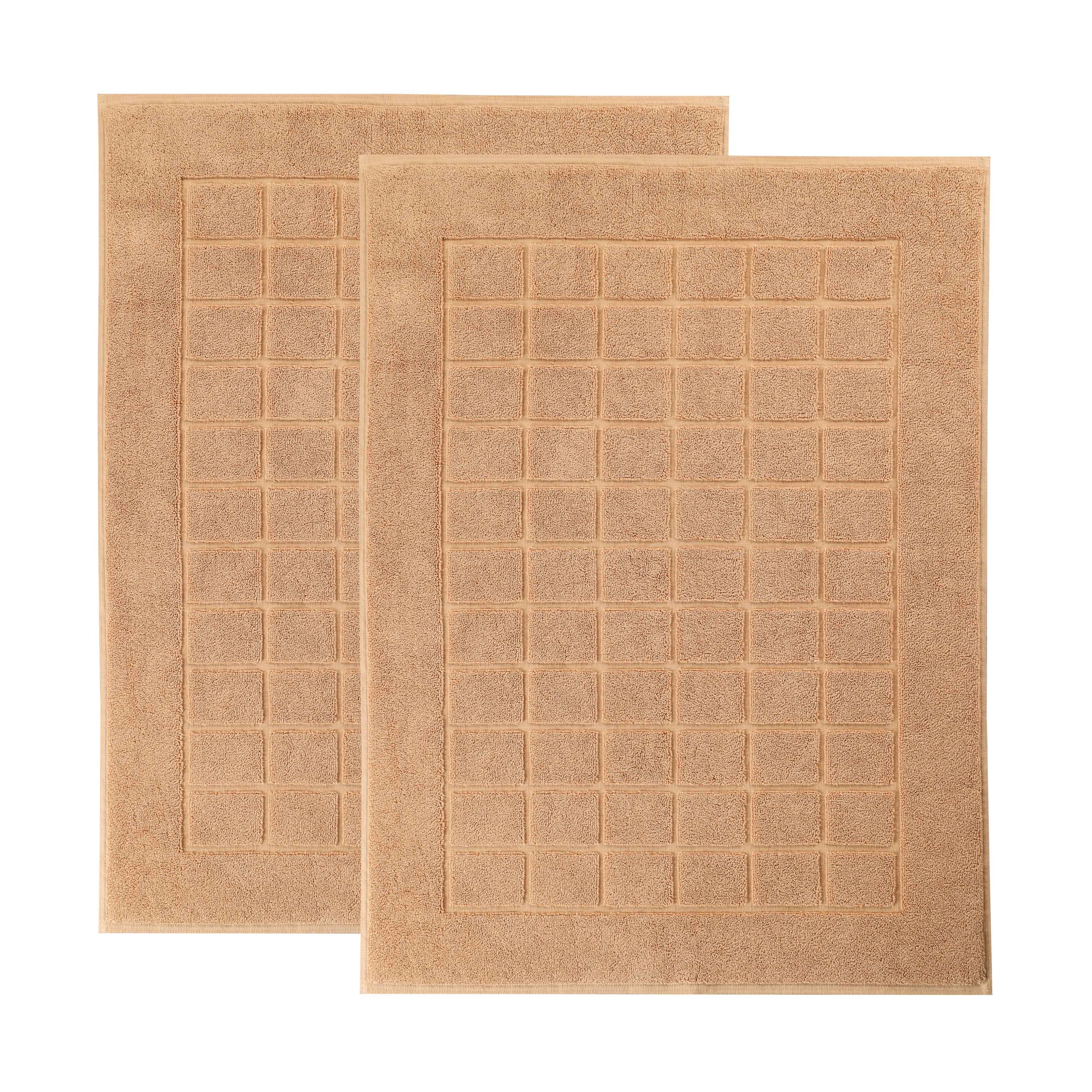 Nora Cotton Solid Absorbent Thick Checkered Washable Bath Mat Set of 2 - Bath Mats by Superior