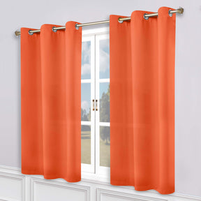 Classic Modern Solid Room Darkening Blackout Curtain Panels, Set of 2 - Rust