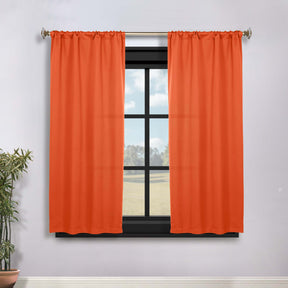 Solid Room Darkening Rod Pocket Blackout Curtain Panels, Set of 2 - Rust