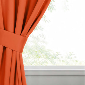 Classic Modern Solid Room Darkening Blackout Curtain Panels, Set of 2 - Rust