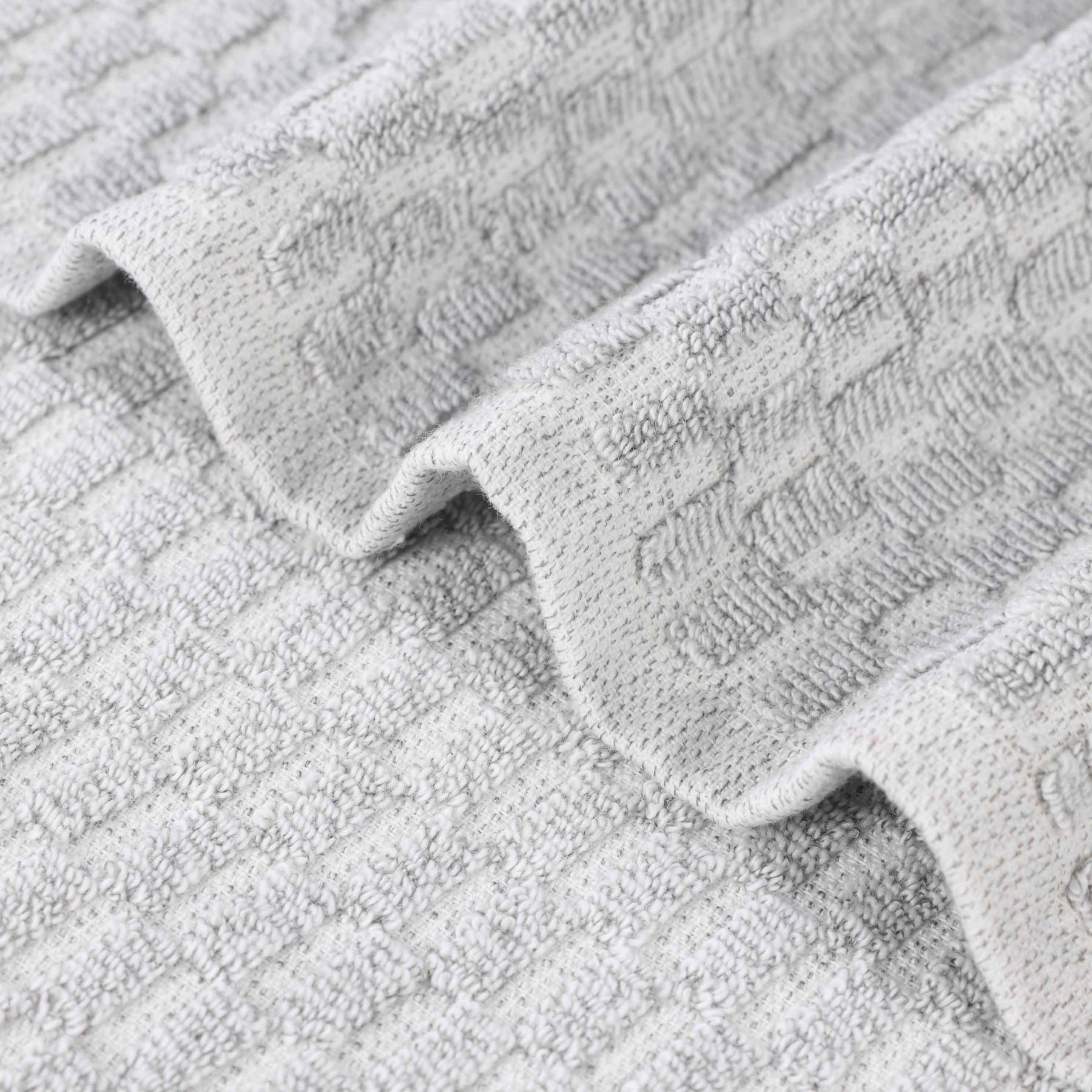 Juno Cotton Blend Textured Checkered Ribbed Border Hand Towels, Set of 6