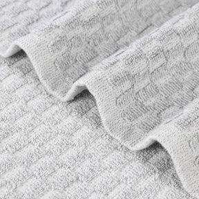 Juno Cotton Blend Textured Checkered Ribbed Border 12 Piece Towel Set