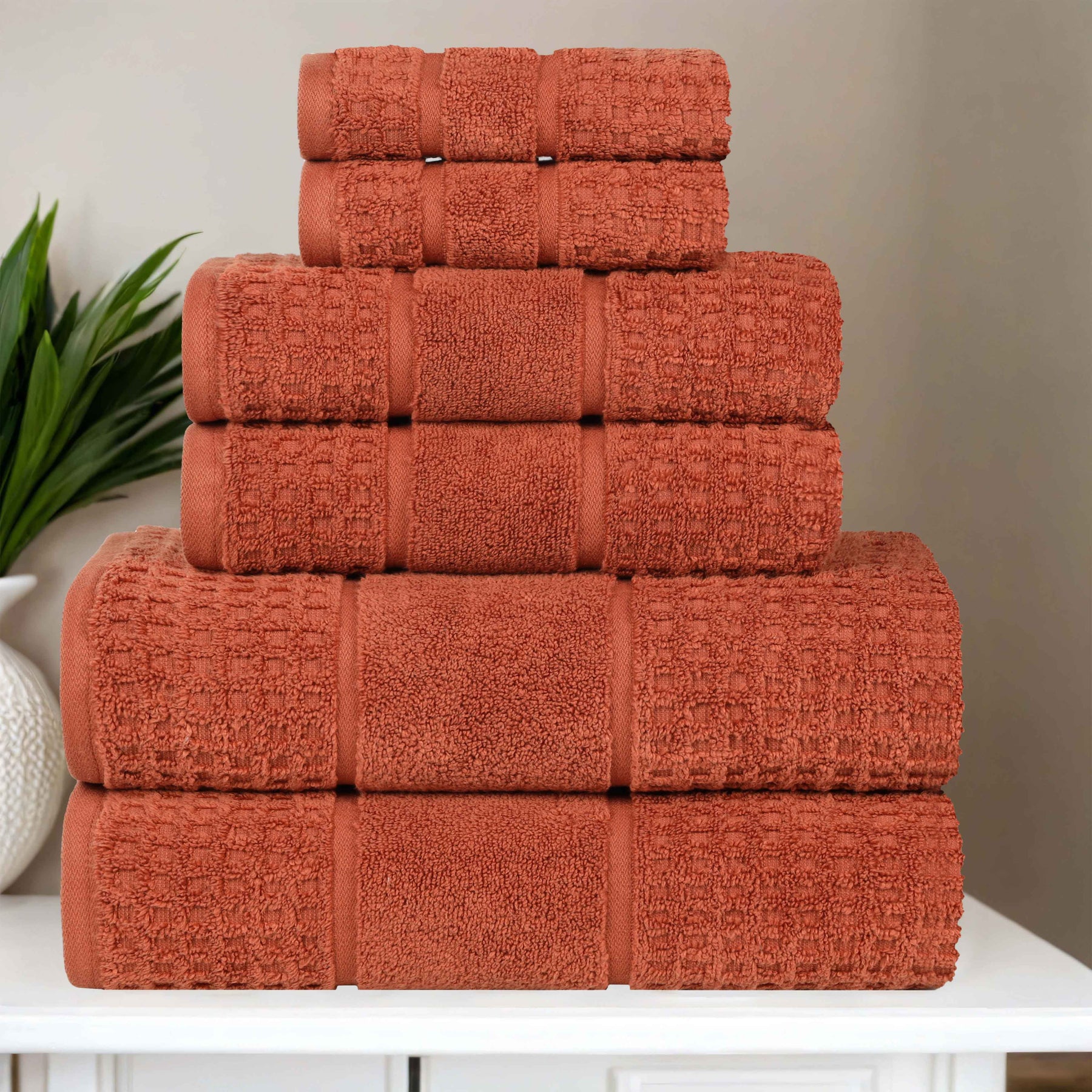 Napa Zero Twist Cotton Solid Waffle Honeycomb 6 Piece Towel Set