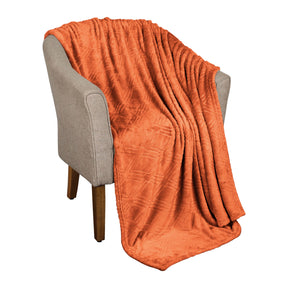 Alaska Diamond Fleece Plush Ultra-Soft Fluffy Blanket - Rust