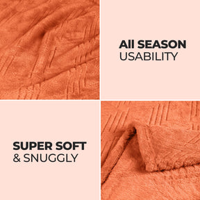 Alaska Diamond Fleece Plush Ultra-Soft Fluffy Blanket - Rust