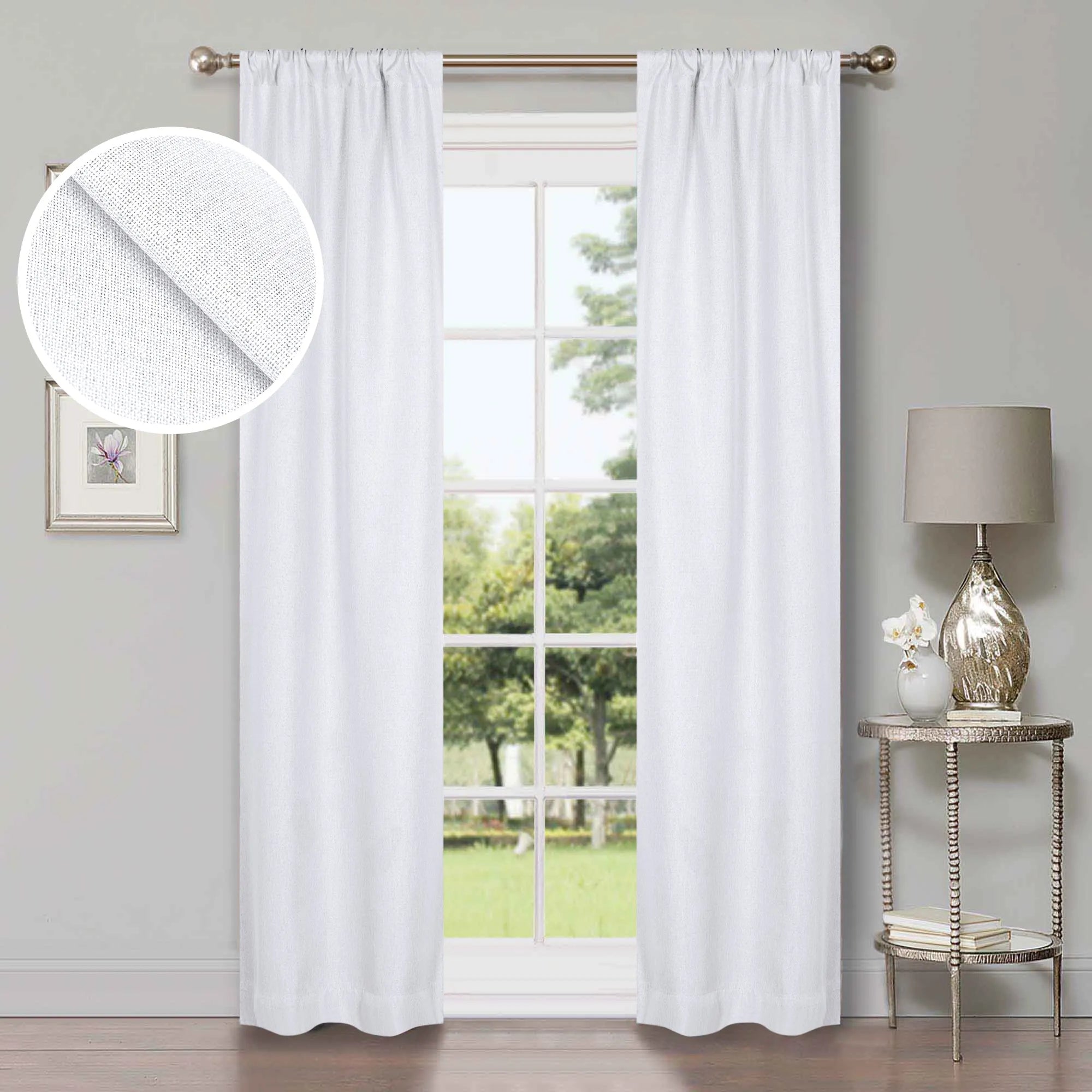 Linen Washable Room Darkening Blackout Curtains, Set of 2