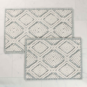 Ceton Diamond Trellis Textured Machine Washable Bath Rugs, Set of 2