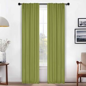 Solid Room Darkening Blackout Curtain Panels, Back Tabs, Set of 2 - Sage