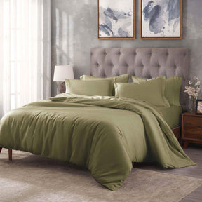 Egyptian Cotton 400 Thread Count Solid Luxury Duvet Cover Set - Sage