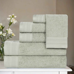 Honeycomb Textured Waffle Border Cotton 6 Piece Towel Set