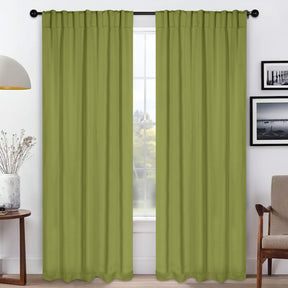 Solid Room Darkening Blackout Curtain Panels, Back Tabs, Set of 2 - Sage