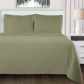 Flannel Cotton Modern Solid Fuzzy Duvet Cover Set With Pillow Shams- Sage