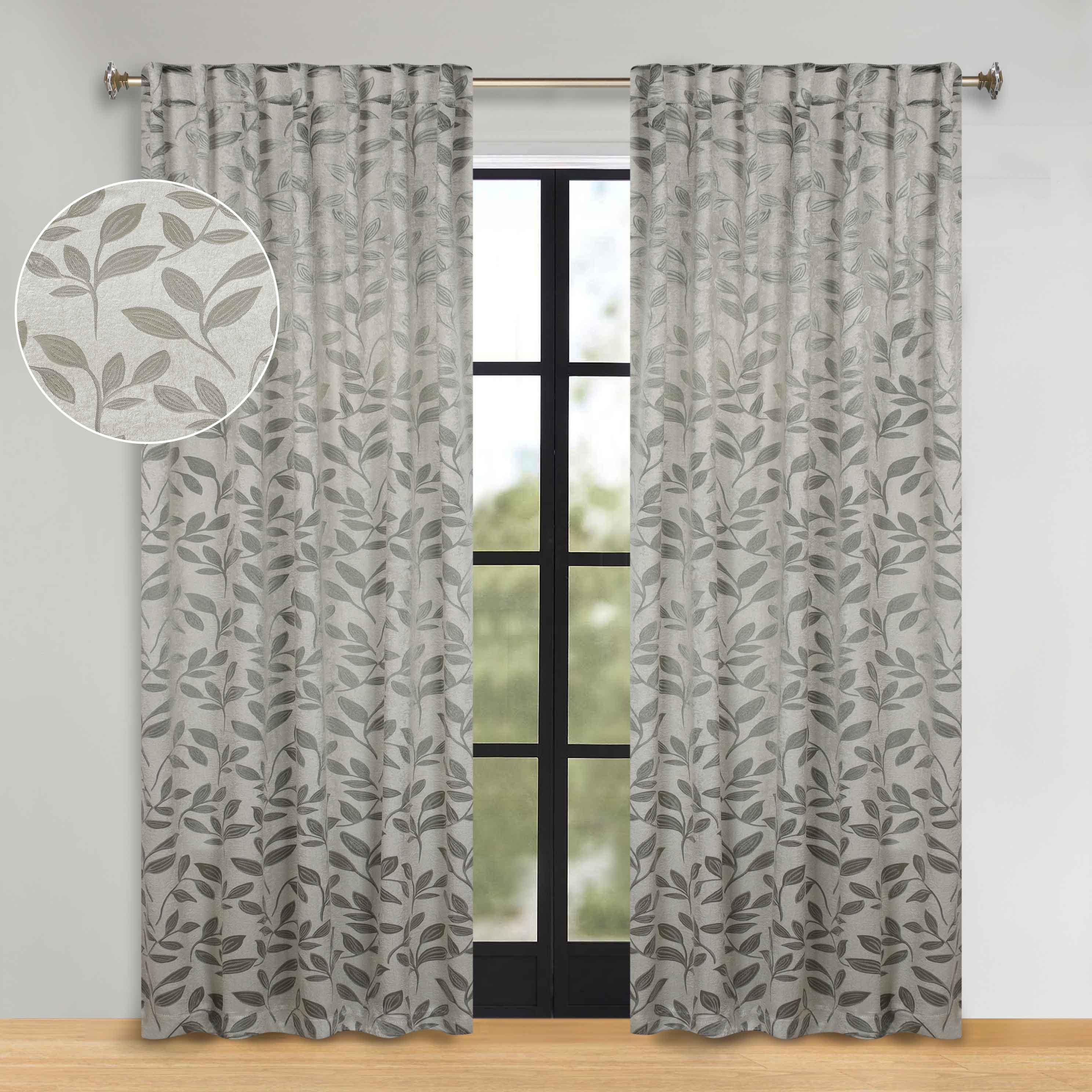 Leaves Room Darkening Back Tabs Blackout Curtain Panels, Set of 2 - Blackout Curtains by Superior