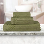 Soho Ribbed Cotton Absorbent 3 Piece Assorted Towel Set - Towel Set by Superior