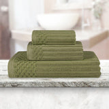 Soho Ribbed Cotton Absorbent 3 Piece Assorted Towel Set - Towel Set by Superior