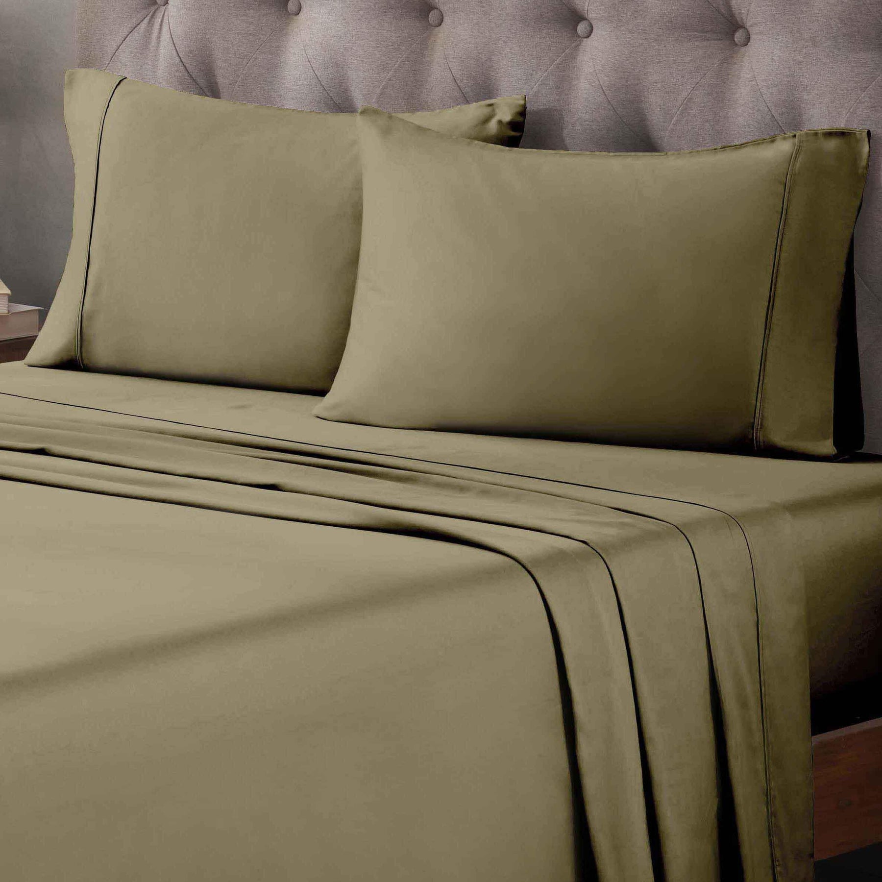 Egyptian Cotton 400 Thread Count Solid Deep Pocket Bed Sheet Set - Sage