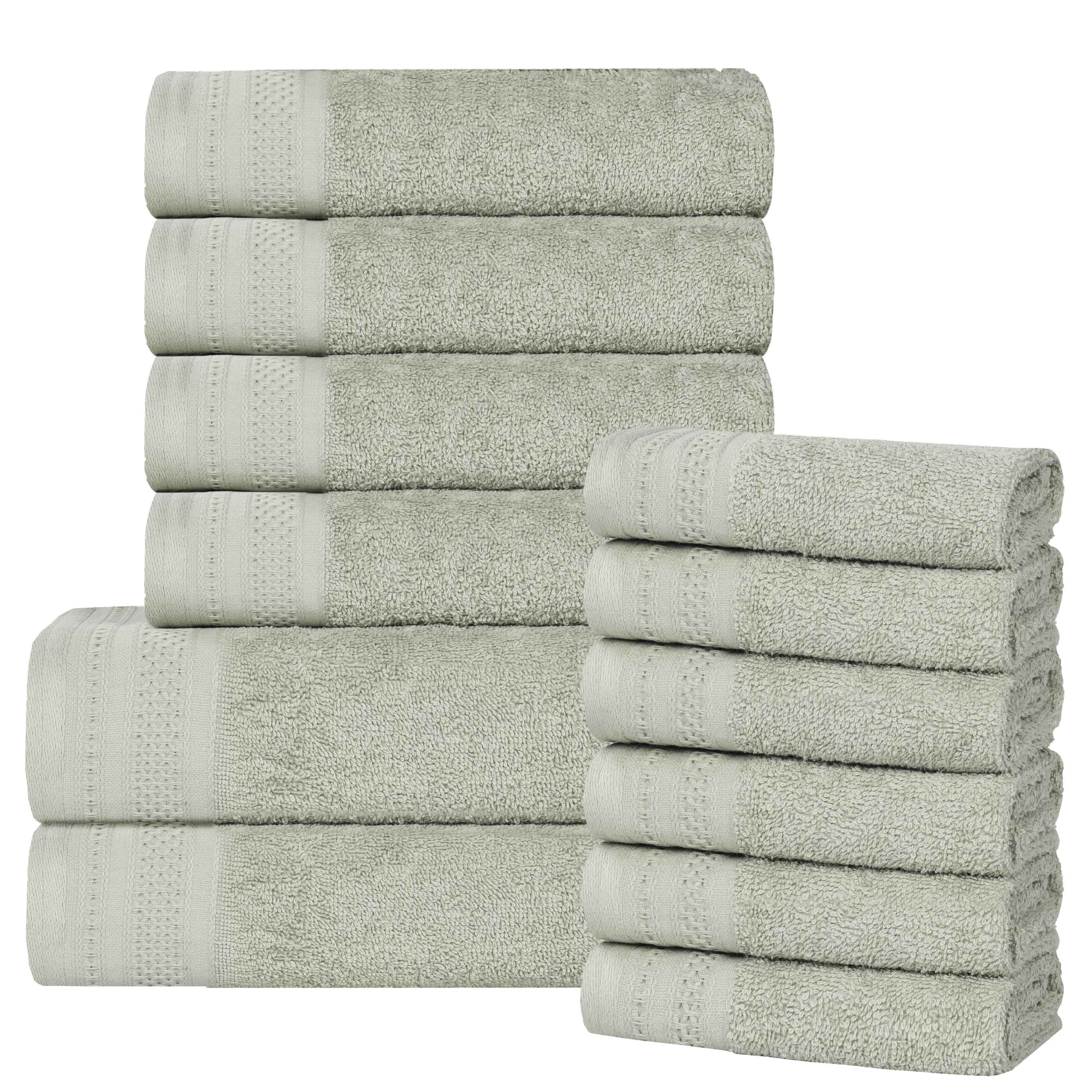 Honeycomb Textured Waffle Border Cotton 12 Piece Towel Set - Towel Set by Superior