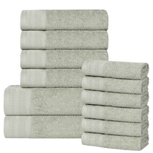 Honeycomb Textured Waffle Border Cotton 12 Piece Towel Set