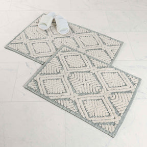 Ceton Diamond Trellis Textured Machine Washable Bath Rugs, Set of 2