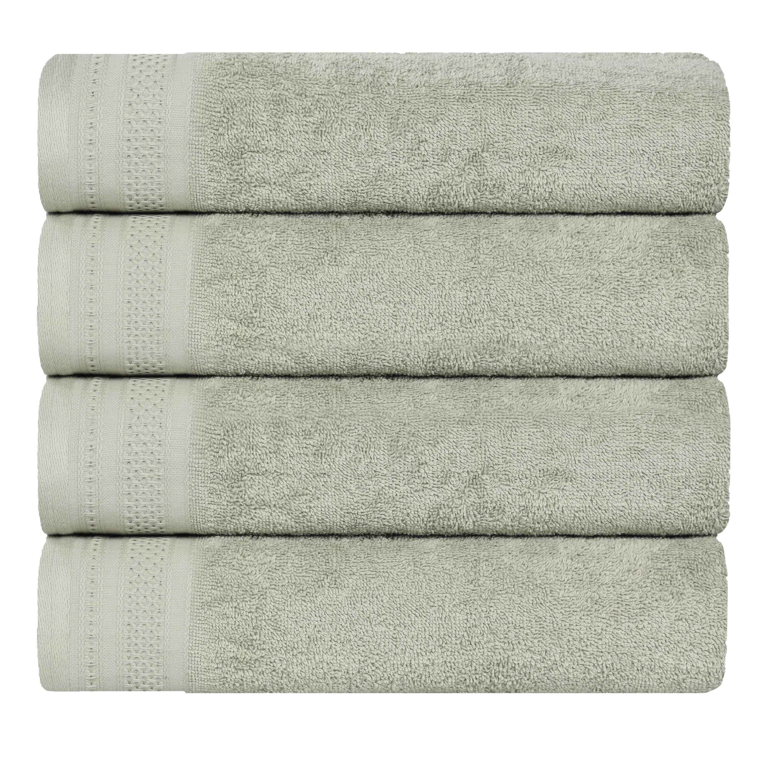 Honeycomb Textured Waffle Border Cotton Bath Towels, Set of 4 - Bath Towel by Superior