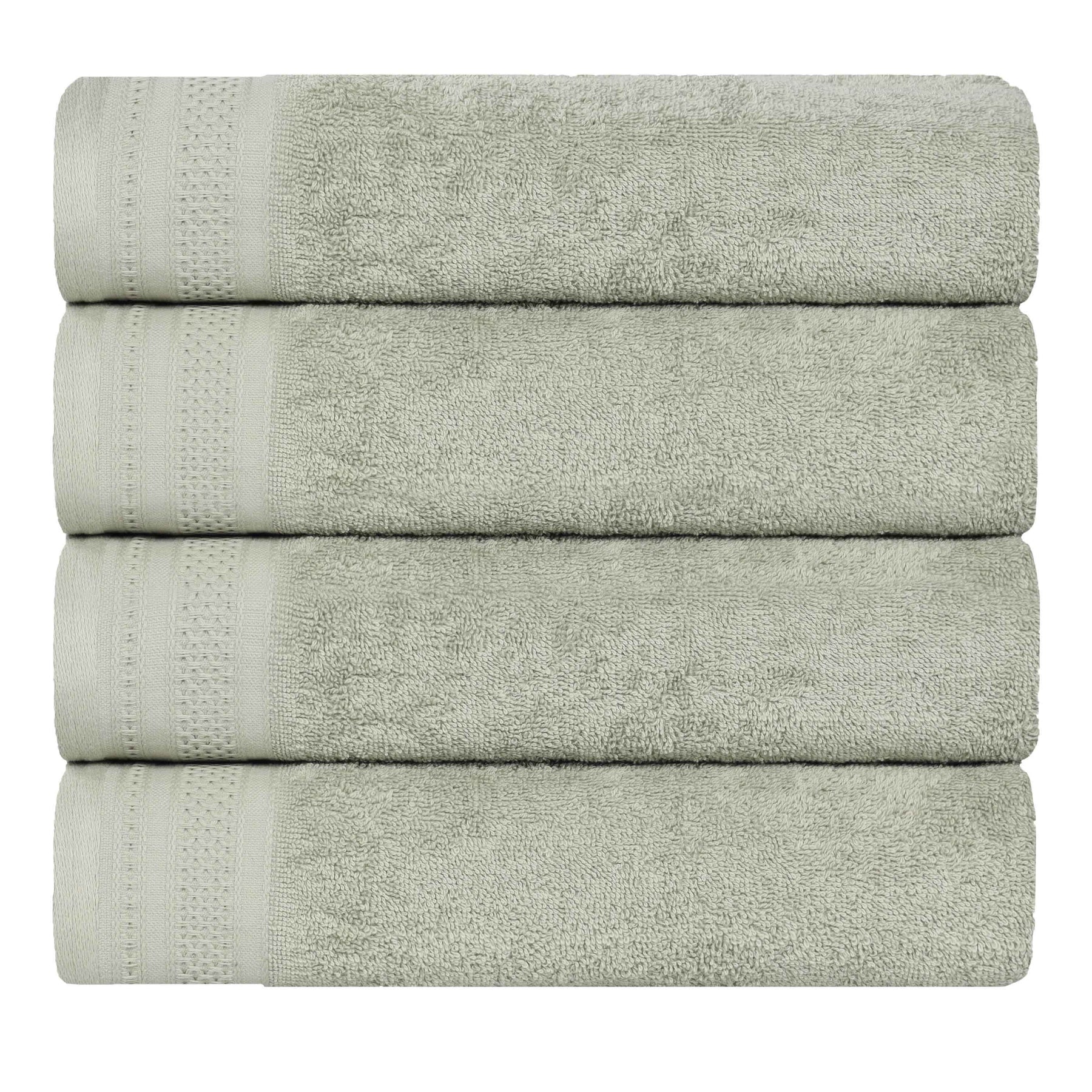 Honeycomb Textured Waffle Border Cotton Bath Towels, Set of 4