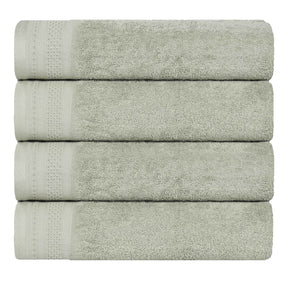 Honeycomb Textured Waffle Border Cotton Bath Towels, Set of 4