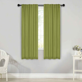 Solid Room Darkening Blackout Curtain Panels, Back Tabs, Set of 2 - Sage