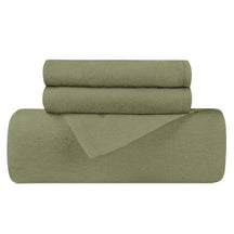 Cotton Flannel Solid Duvet Cover Set with Button Closure - Sage