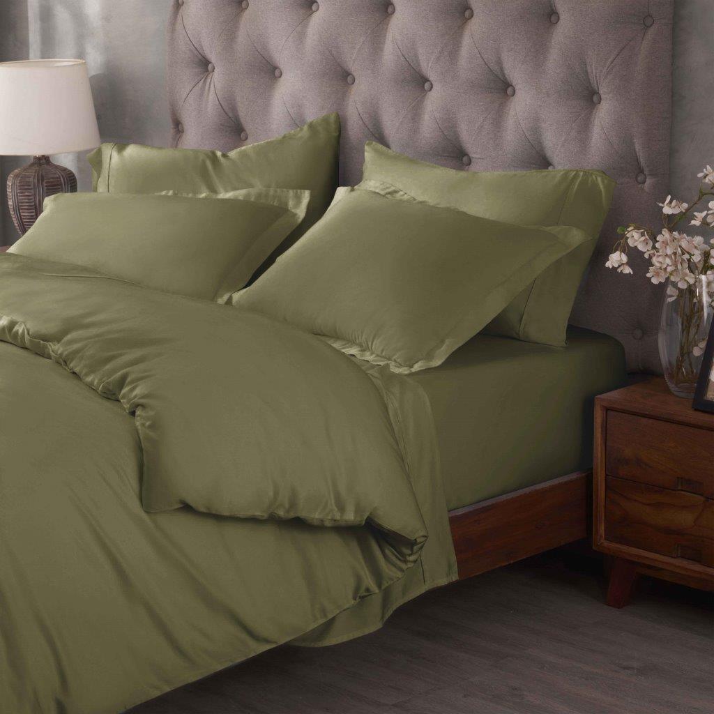 Egyptian Cotton 400 Thread Count Solid Luxury Duvet Cover Set - Sage