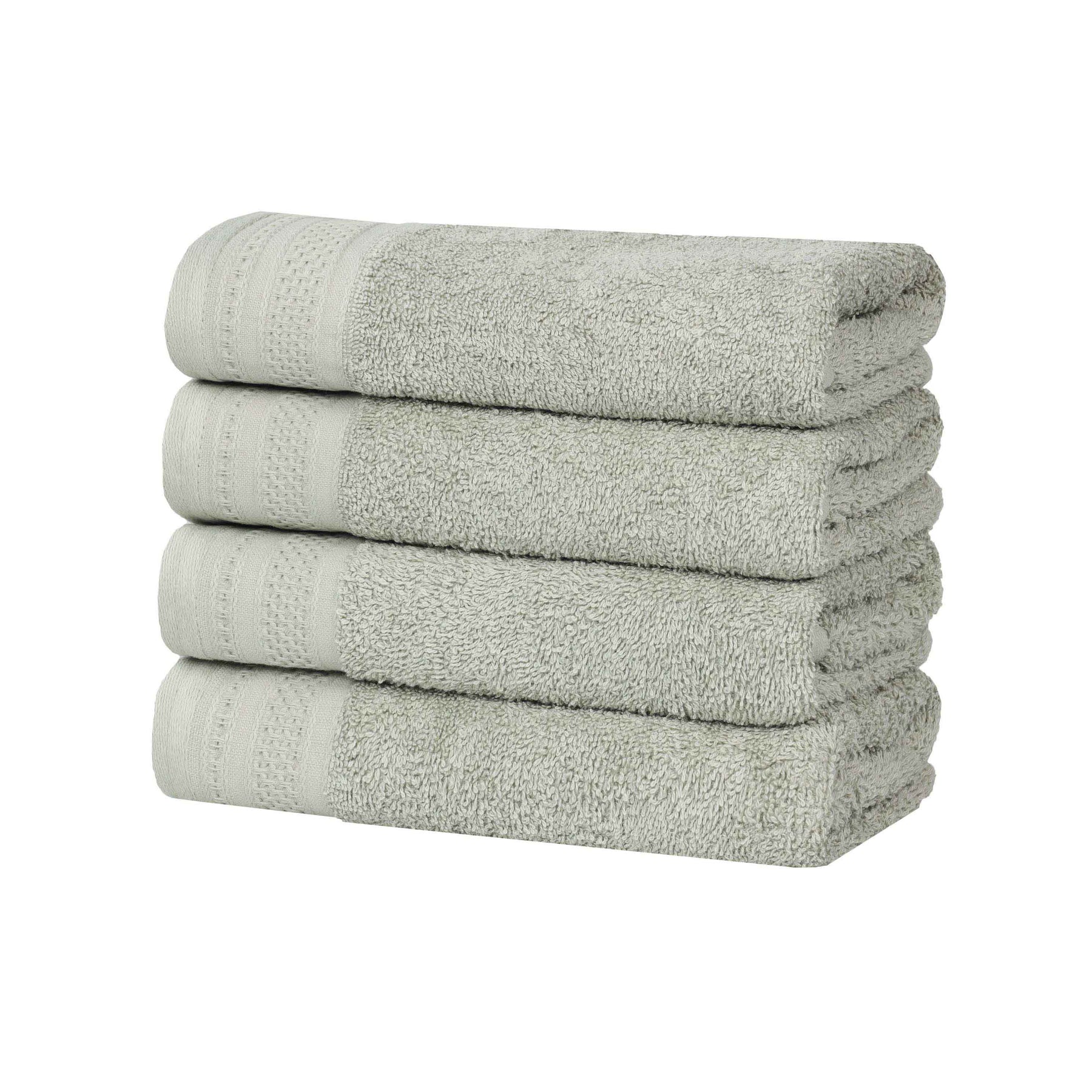 Honeycomb Textured Waffle Border Cotton Hand Towels, Set of 4