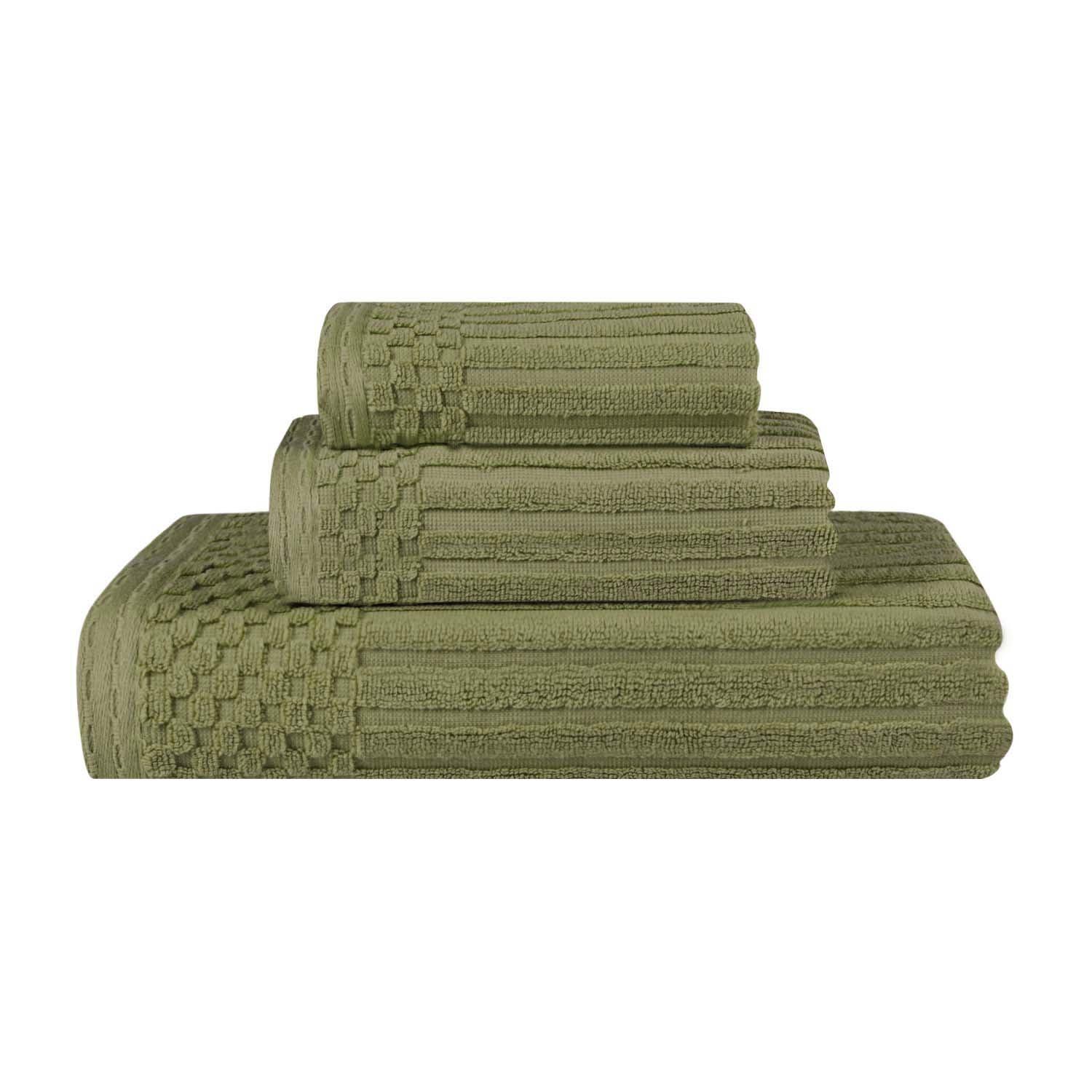 Soho Ribbed Cotton Absorbent 3 Piece Assorted Towel Set - Towel Set by Superior