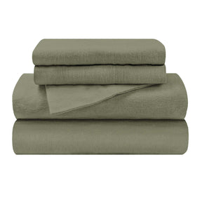 Cotton Flannel Trellis Traditional Solid Deep Pocket Bed Sheet Set - Sage