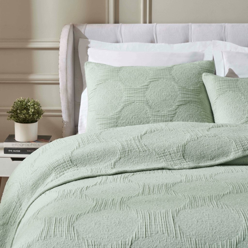 Tanta Cotton Medium Weight Textured Modern Circles Woven Coverlet