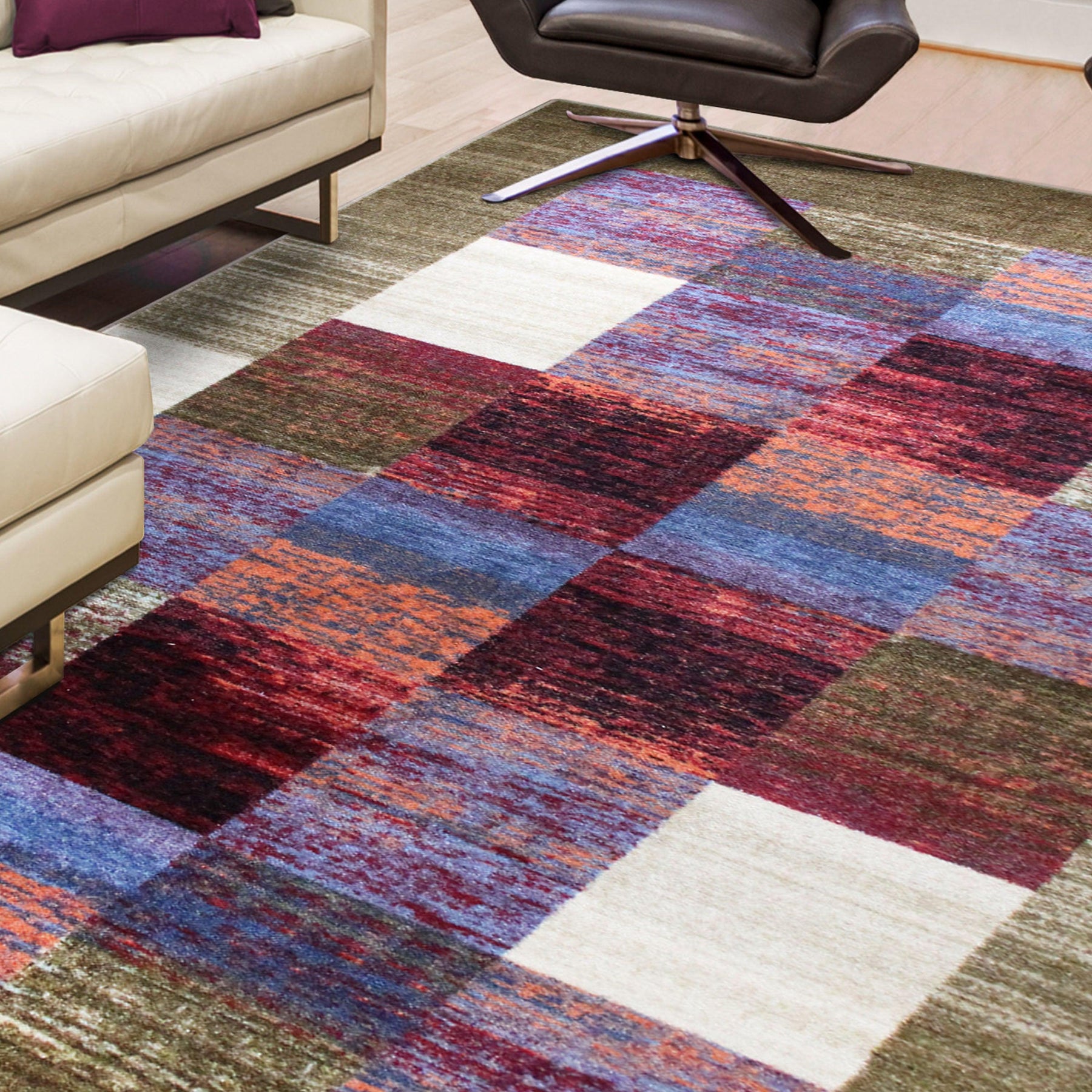 Lockwood Color Block Non-Slip Washable Indoor Area Rug or Runner - Rugs by Superior - Superior 