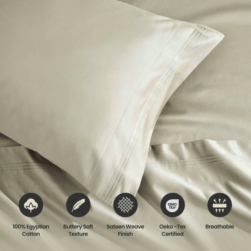 1500 Thread Count Egyptian Cotton 2 Piece Solid Pillowcase Set