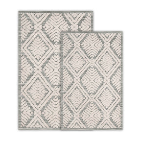 Ceton Diamond Trellis Textured Machine Washable Bath Rugs, Set of 2