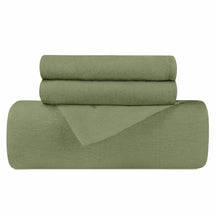 Flannel Cotton Modern Solid Fuzzy Duvet Cover Set With Pillow Shams- Sage