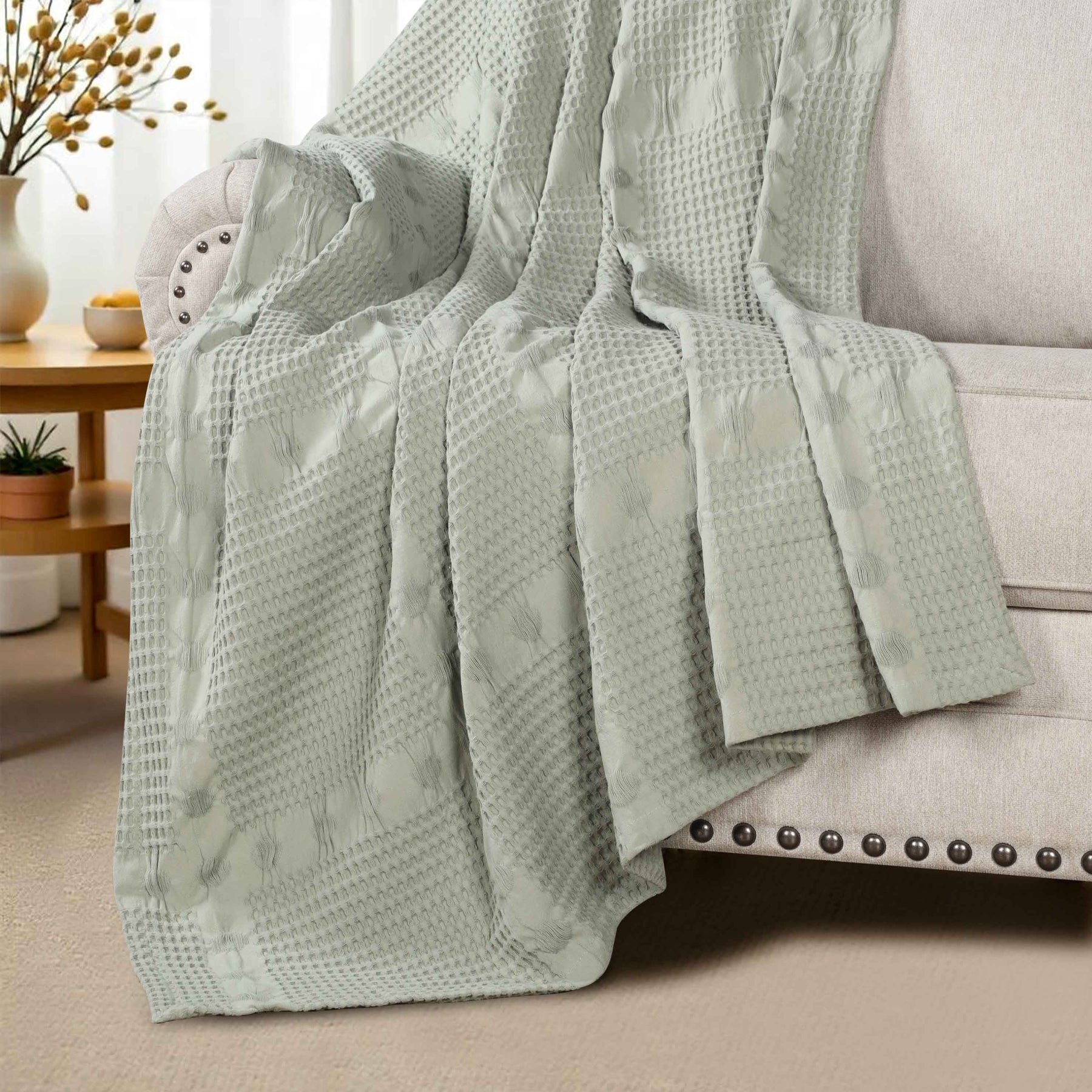 Mai Waffle Weave Honeycomb Soft Textured Cotton Blanket