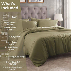 Egyptian Cotton 400 Thread Count Solid Luxury Duvet Cover Set - Sage