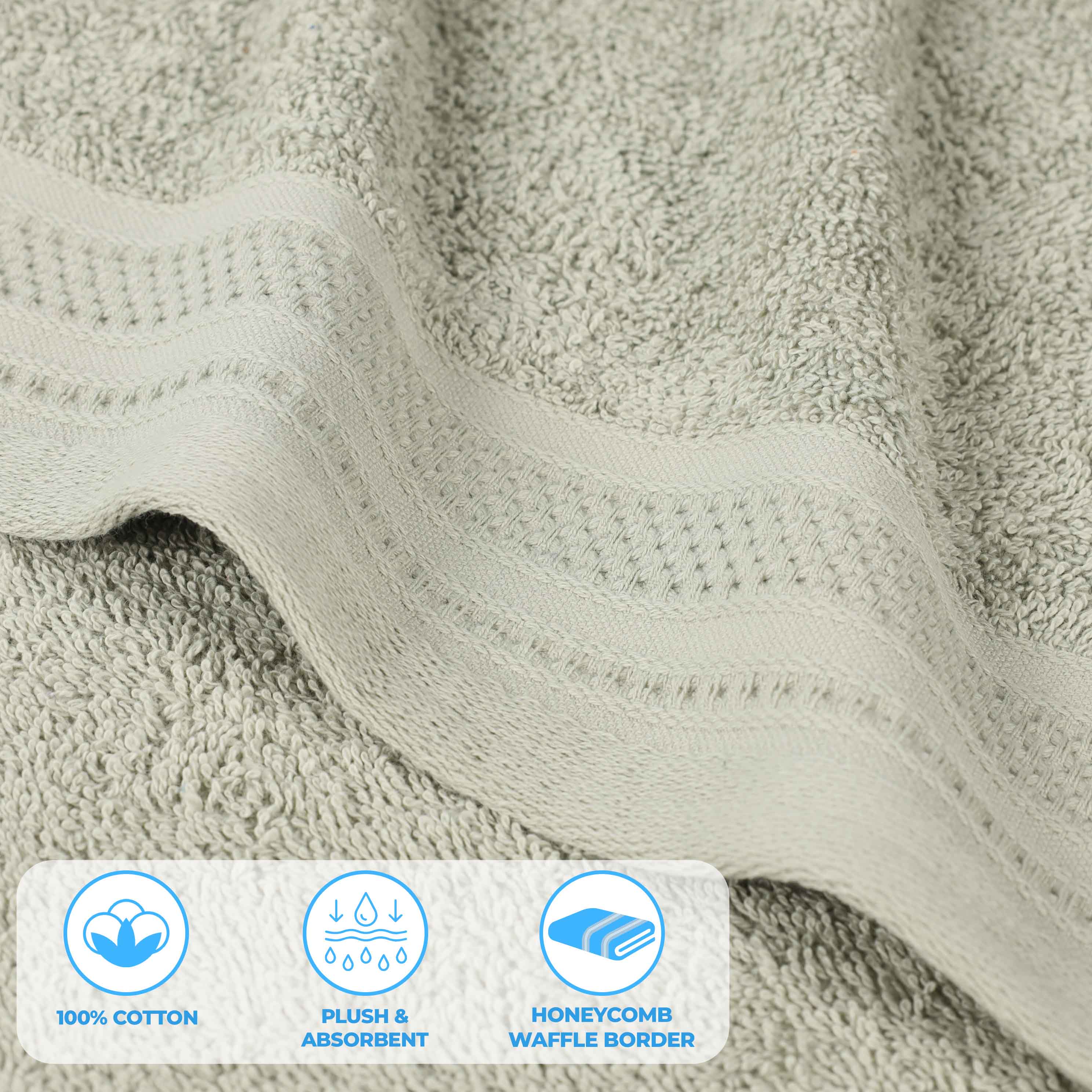 Honeycomb Textured Waffle Border Cotton Hand Towels, Set of 6 - Hand Towel by Superior