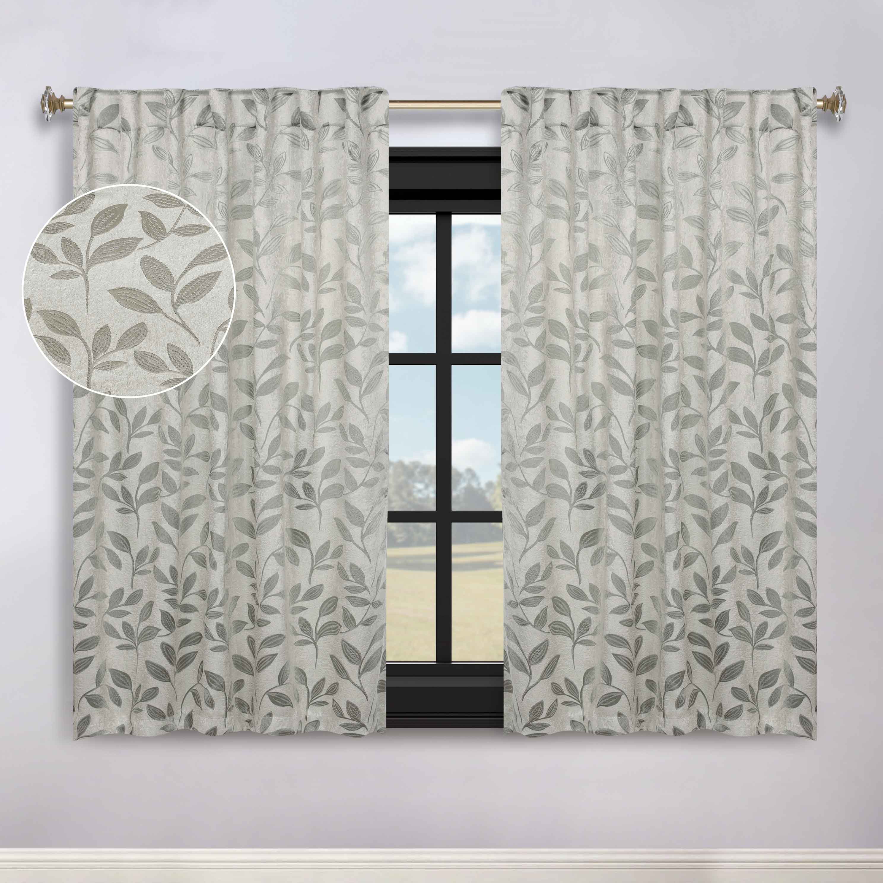 Leaves Room Darkening Back Tabs Blackout Curtain Panels, Set of 2 - Blackout Curtains by Superior