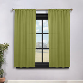 Solid Room Darkening Rod Pocket Blackout Curtain Panels, Set of 2 - Sage