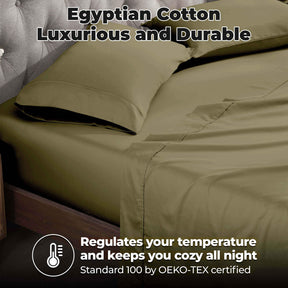 Egyptian Cotton 400 Thread Count Solid Deep Pocket Bed Sheet Set - Sage