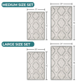 Ceton Diamond Trellis Textured Machine Washable Bath Rugs, Set of 2