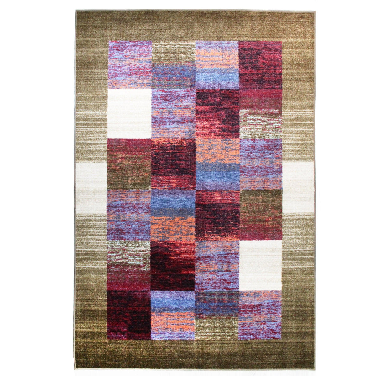 Lockwood Color Block Non-Slip Washable Indoor Area Rug or Runner - Sage