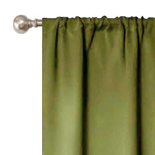 Rod Pocket Room Darkening Solid Blackout Curtains, Set of 2 - Sage