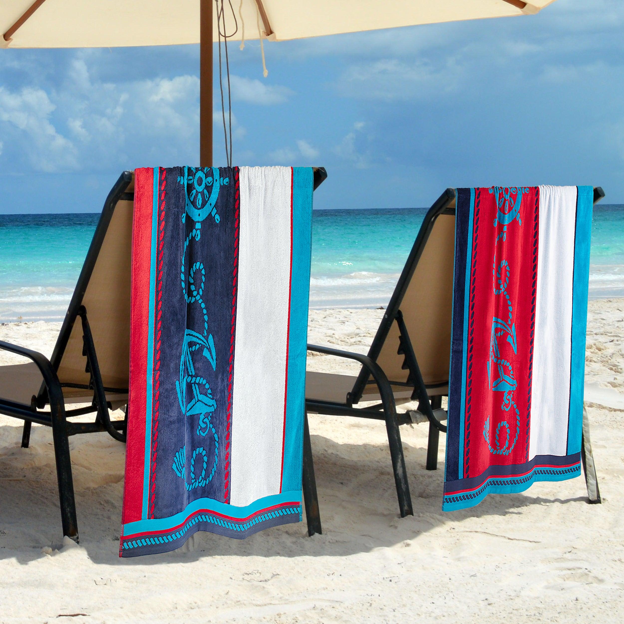 Sailing Egyptian Cotton Oversized 2 Piece Beach Towel Set - Beach Towel by Superior