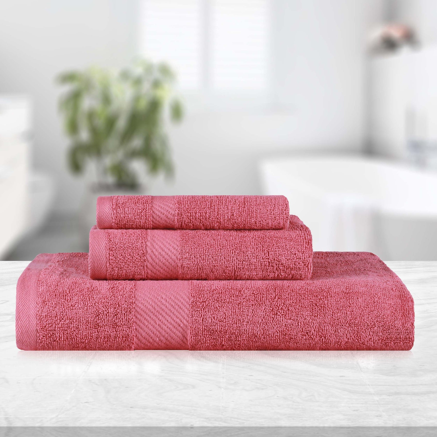 Kendell Egyptian Cotton Quick Drying 3 Piece Towel Set - SandyRose