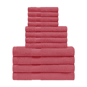 Eco-Friendly Egyptian Cotton Cotton Absorbent 12 Piece Assorted Towel Set - SandyRose